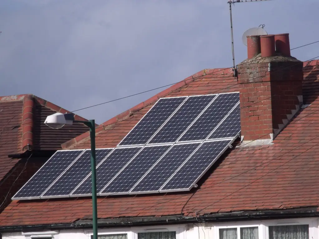Solar panels on a residential roof